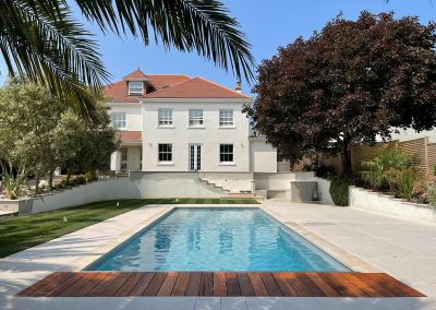 Luxury one piece swimming pool with concealed cover